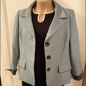Evan-Picone suit jacket black and aqua blue size 18